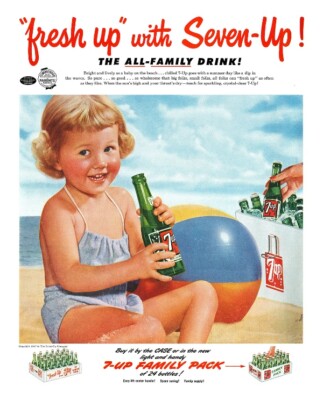 Nachdruck der Vintage 7-Up Werbung (1952) - Hochglanz A4 Druck