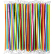 100 Pcs Flexible Plastic Drinking Straws 10.2" Extra Long Disposable Straws