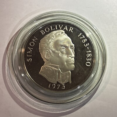1973 PANAMA 20 BALBOA SIMON BOLIVAR Sterling Silver Proof 129.6