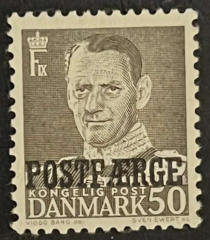 Selos de viagem: selos postais encomendados da Dinamarca Scott #Q34 - 50 Øre em perfeito estado MOGH - Imagem 2 de 4
