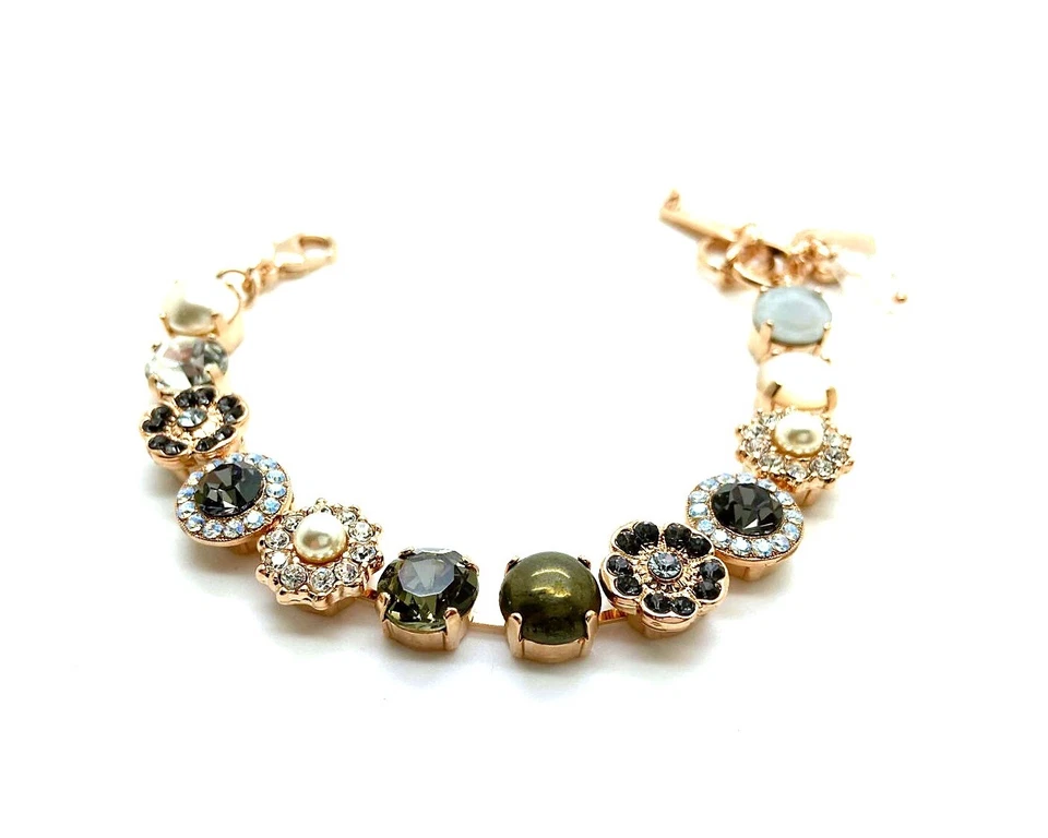 Pulsera Mariana Pirita, Cáscara Blanca y Cristales Austriacos Zulú África Coll. Foto 2 de 3