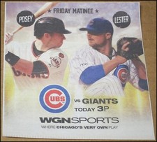 2015 Chicago Cubs San Francisco Giants Print Ad Clipping Jon Lester Buster Posey