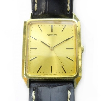 Seiko 7N01-5060 Watch Antimagnetic 60G Square Leather Belt Quartz