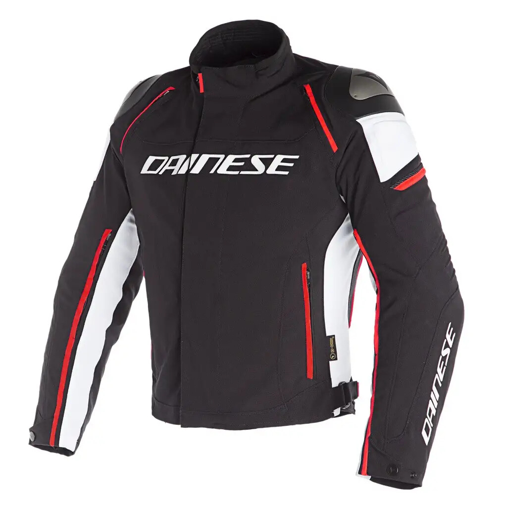 Original Dainese Racing D-Dry Jacket Black/White/Red Fluorescent  Waterproof
