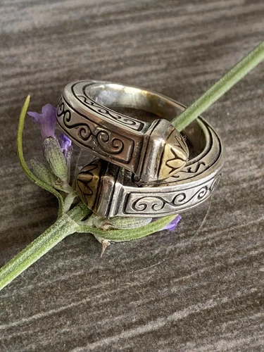 Vintage Brighton Sterling 925 Solid Silver Ring 4.75size 14k GP Tip Ends Signed