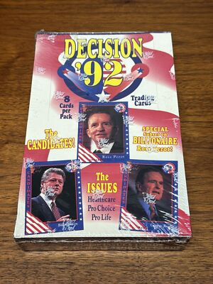 Decision 92 Sealed Trading Cards Box Bush Clinton Perot Presidential Election JD