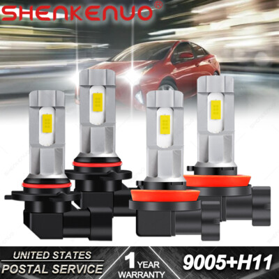 For Honda Insight 2010-2014 - White LED Headlight High Low Beam Bulbs Combo 4PC