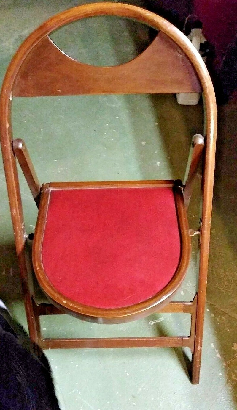 1 VINTAGE/ ANTIQUE SOLID WOOD FOLDING BENTWOOD STYLE CHAIR w/ PADDED