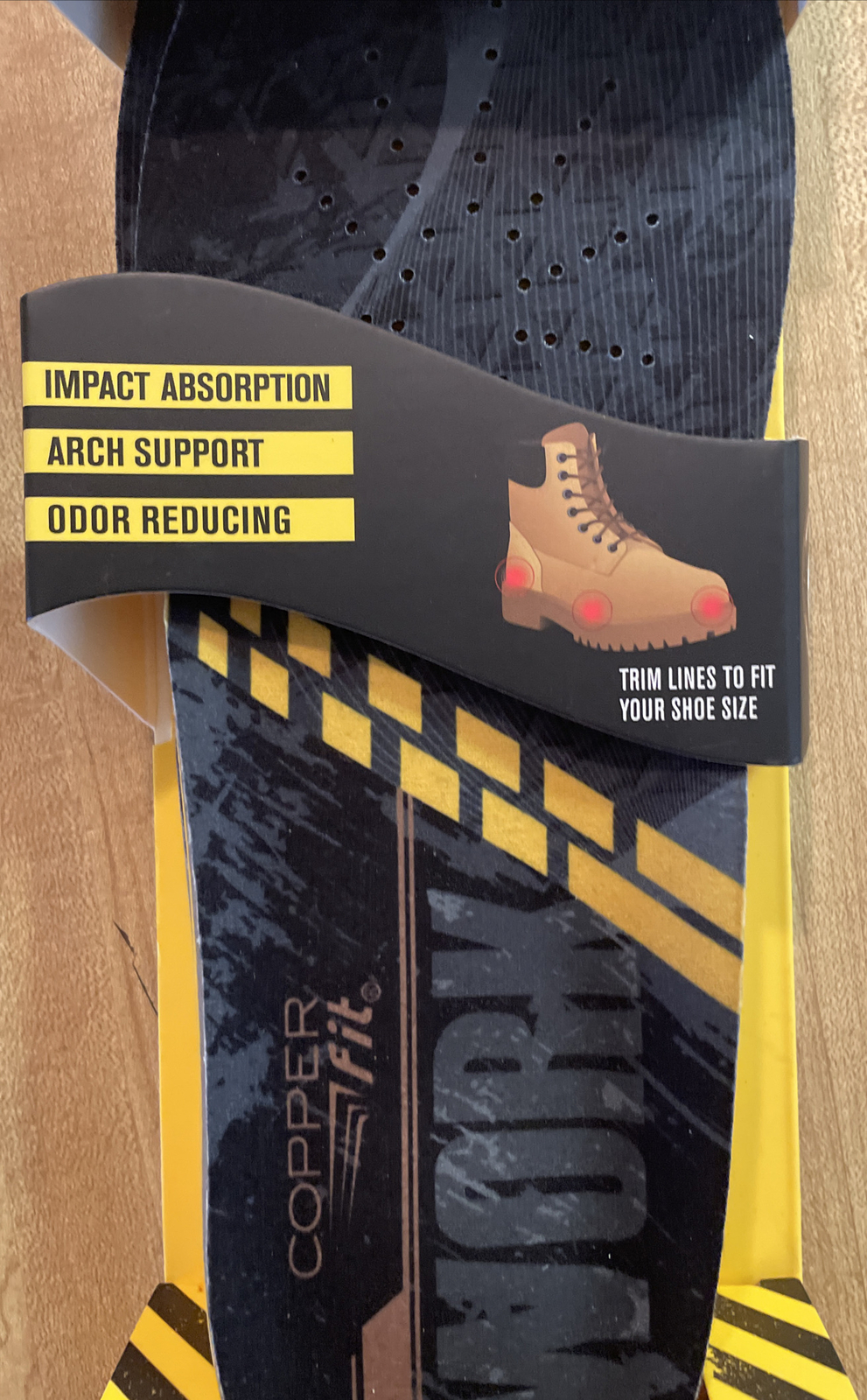 Copper Fit Work Gear Unisex Comfort Insoles with Arch Support Black