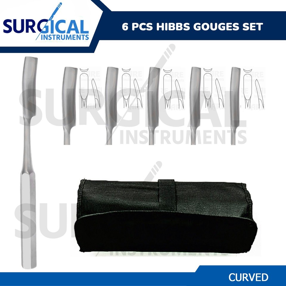 Set of 6 Pcs Hibbs Gouges Curved 9