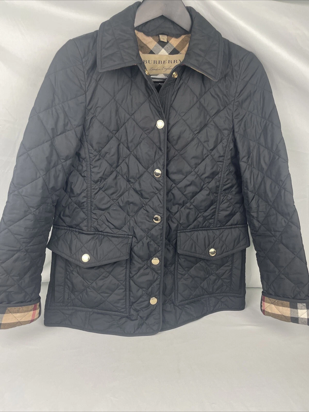 BURBERRY GIACCA CAPPOTTO TRAPUNTATO DONNA XS TP NERO