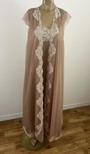 Vintage Henson Kickernick Women's 34 Peignoir Nightgown Robe Set Brown Chiffon