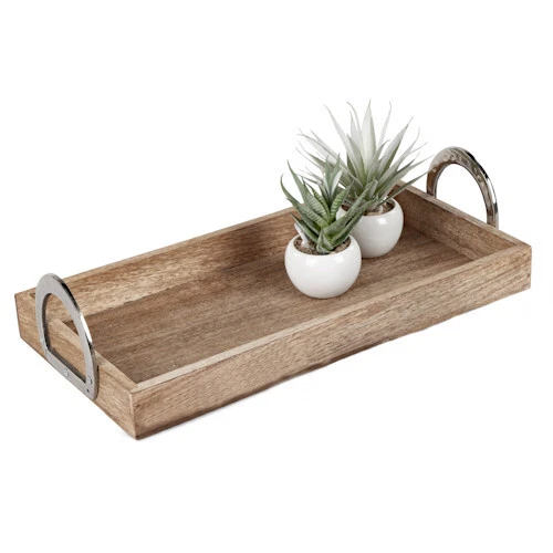 Tablett eckig 41cm Alu Griffe Mango Holz Serviertablett 538659 formano Tischdeko