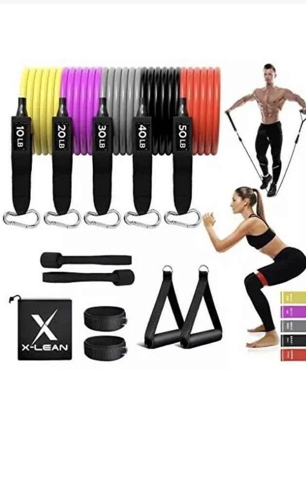 X-Lean Spartan Resistance Bands Workout Set Exercise Training Fitness Tubes