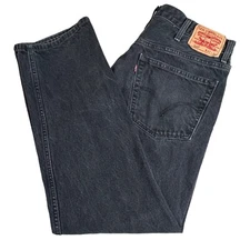 Levis Mens 505 Regular Straight Leg Fit Faded Black Jeans Size 40 Inseam 30"