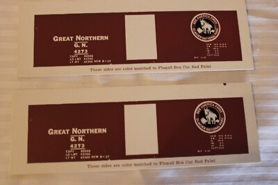 #ad HO Scale Vintage Set of 2 Box Car Side Panels Great Northern Brown #4273 $12.00