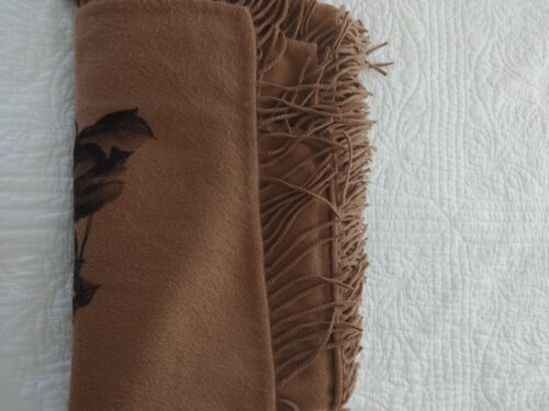 Loro Piana 100% 2X Luxury Cashmere Scarf Shawl Brown Floral 58in Sq Fringe EXC - Picture 8 of 8