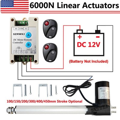 Linear Actuator 6000N 1320lbs Lift Heavy Duty 12V Motor &Controller &Brackets IG