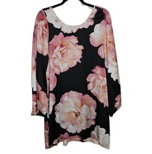 Show Me Your Mumu Dress Long Flare Sleeve Floral Print Black & Pink Womens Small