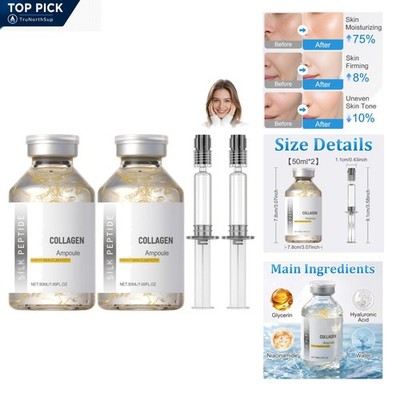 2PCS Peptide Lifting Ampoule Serum Collagen Silkptide Facial Essence Korean A...