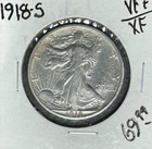 1918-S WALKING LIBERTY SILVER HALF DOLLAR ~ VF+/XF ~NICE COIN~