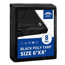 RAINDEWAY Black Tarp 6x8 Feet 8 Mil Feet-Finished Size,