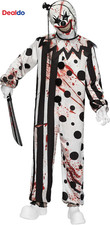 Mens Scary Killer Clown Halloween Costume Adult Jumpsuit