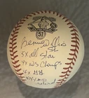 BERNIE WILLIAMS RETIREMENT LOGO SIGNED STAT BASEBALL STEINER CX NEW YORK YANKEES