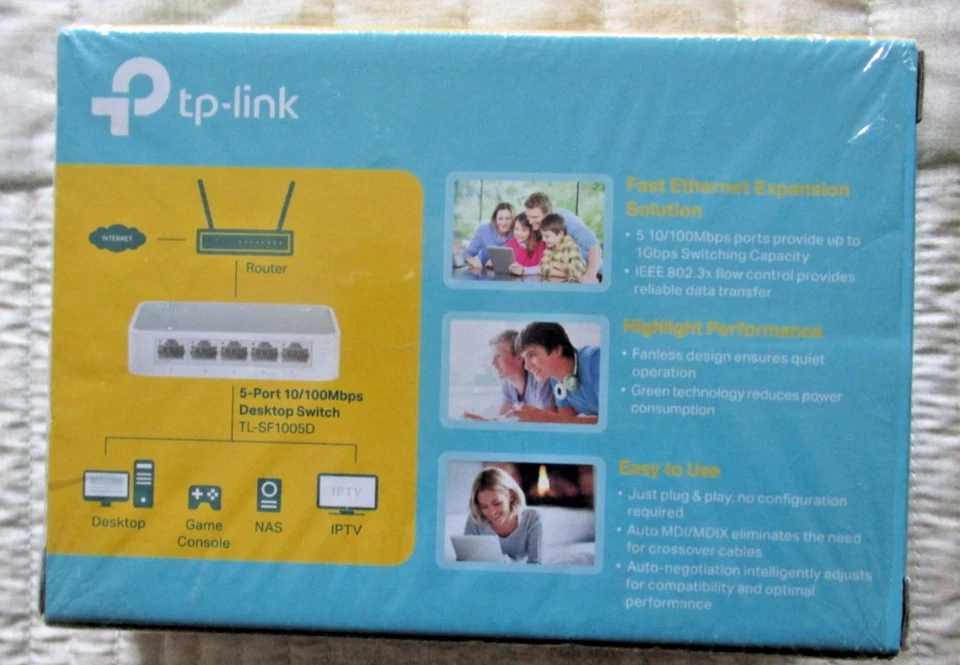 TP-Link TL-SF1005D Desktop Switch 5-Port 10/100Mbps Fast Ethernet - New In Box - Image 2 of 3