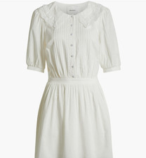 New, Reformation Kairos Lace Trim Dress in White Sz 8 MD1695