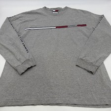 Hilfiger Sweatshirt Men L Gray Graphic Print Logo . 49508