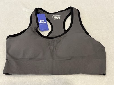 NWT HEALTHYOGA Gray Razorback Sports Bra Size XXL