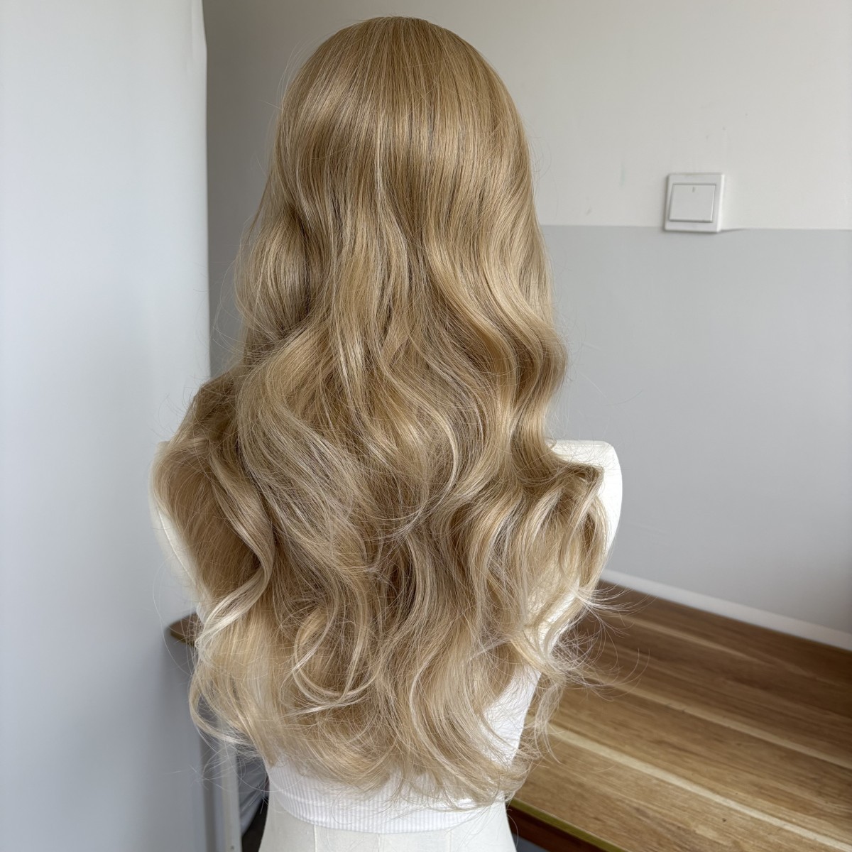 Long Wavy Dress Up Wig Ash Blonde Heat Resistant Hair Natural Layered