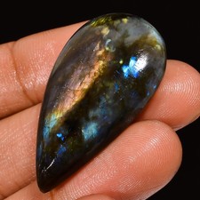 Natural Labradorite Pear Shape Cabochon Loose Gemstone 52.5 Ct 38X22X8mm A-18528