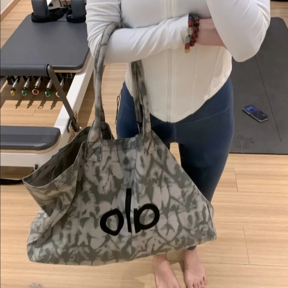 Alo Yoga Tie Dye Tote Bag NWT – Gray Large Cotton Canvas Gym