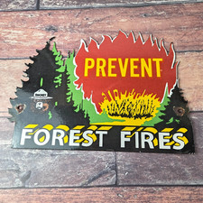 Vintage Forest Service Sign - Smokey Bear Prevent Fires Gas Porcelain Sign