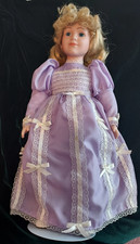 Porcelain Doll with stand 16" tall w/shoes porcelain hands,feet, head cloth body