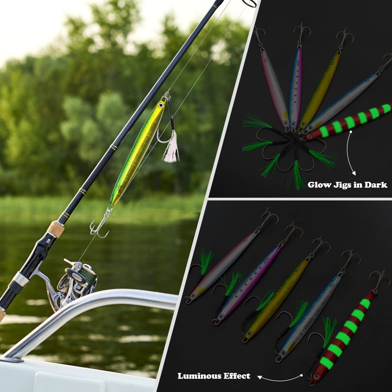 Fishing Jigs Vertical Saltwater Jigs Vertical Jigging Spoon Fishing Tuna Lure... - Image 5