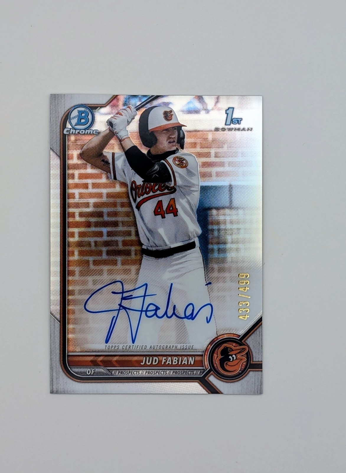 Jud Fabian 1st Bowman Auto Refractor /499 2022 Bowman Draft Chrome Baltimore