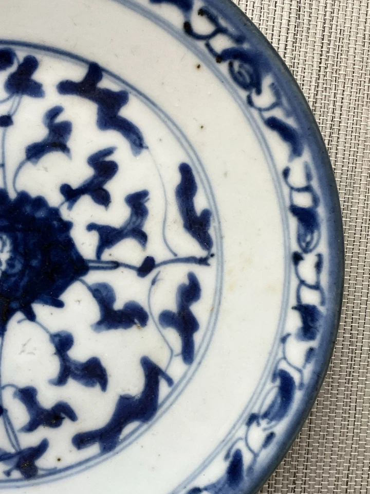 Antique 19th C. Qing Dynasty Chinese Blue & White Porcelain Plate - Image 3 of 4