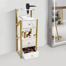 3 Drawer Salon Storage Cabinet Beauty Salon Station With Hair Dryer Holders