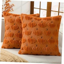 Fall Throw Pillow Covers 18x18 Set 18" x 18" Pack of 2 Rust Orange Pumpkin