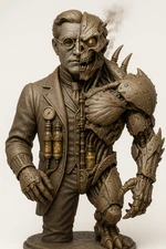 Steampunk Dr. Jekyll & Mr. Hyde 3D-Printed Split-Form Sculpture – Fan Art