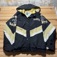 Vintage 90s New Orleans Saints NFL Full Zip Hooded Windbreaker Jacket - Size XL