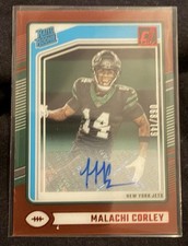 2024 Panini Clearly Donruss BLUE Malachi Corley Rated Rookie Auto /49 Jets