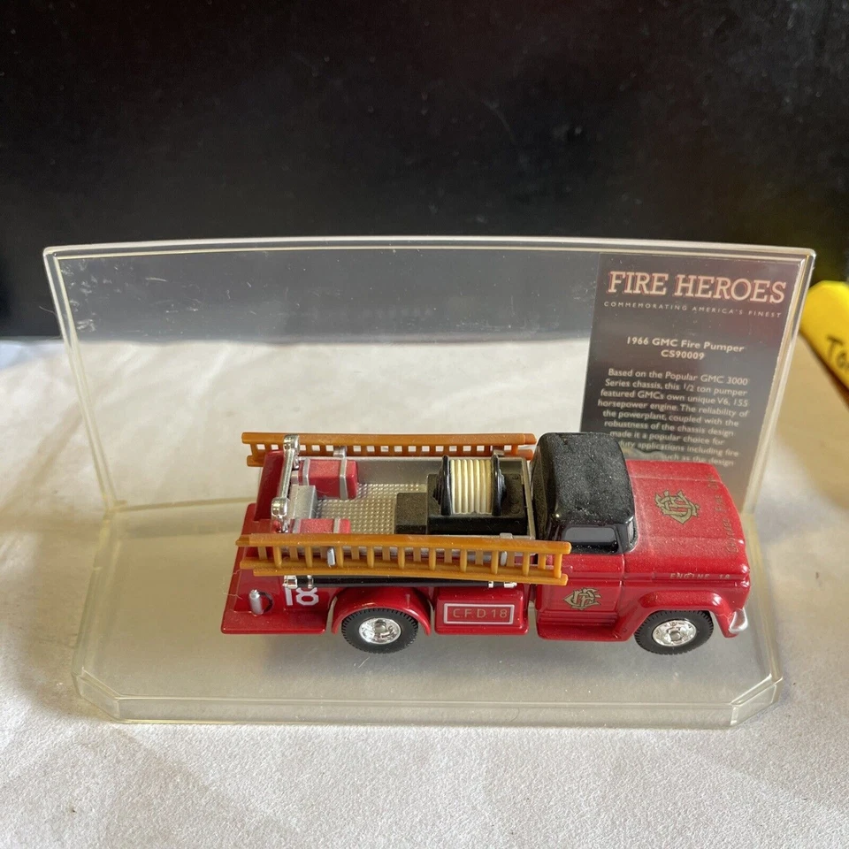 Lot of 4 CORGI Fire Heroes Firetrucks w Display Stands - 1953 1951 1960 1966 - Image 3 of 4