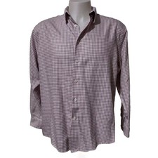 Pronto Uomo Shirt 17.5 34/35 Mens Slim Fit Non-Iron Plaid Burgundy Button Down