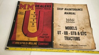 2 Minneapolis Moline Dealer & Shop Manuals UT UB Tractor S 131 S 181 1953 54