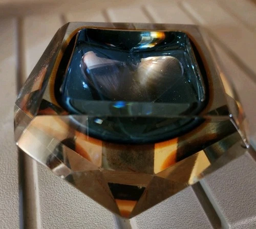 MCM Vintage Flavio Poli Mandruzzato Murano Glass? Faceted Geode Bowl