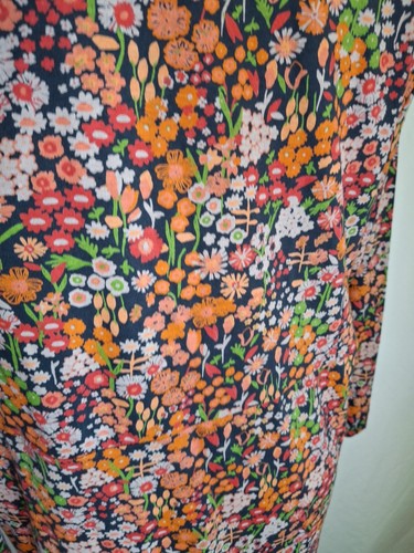 Weird Fish Pink Shafika Cotton Dress Weekend Orange Dloral Print UK22 3/4 e4077 - Picture 11 of 14